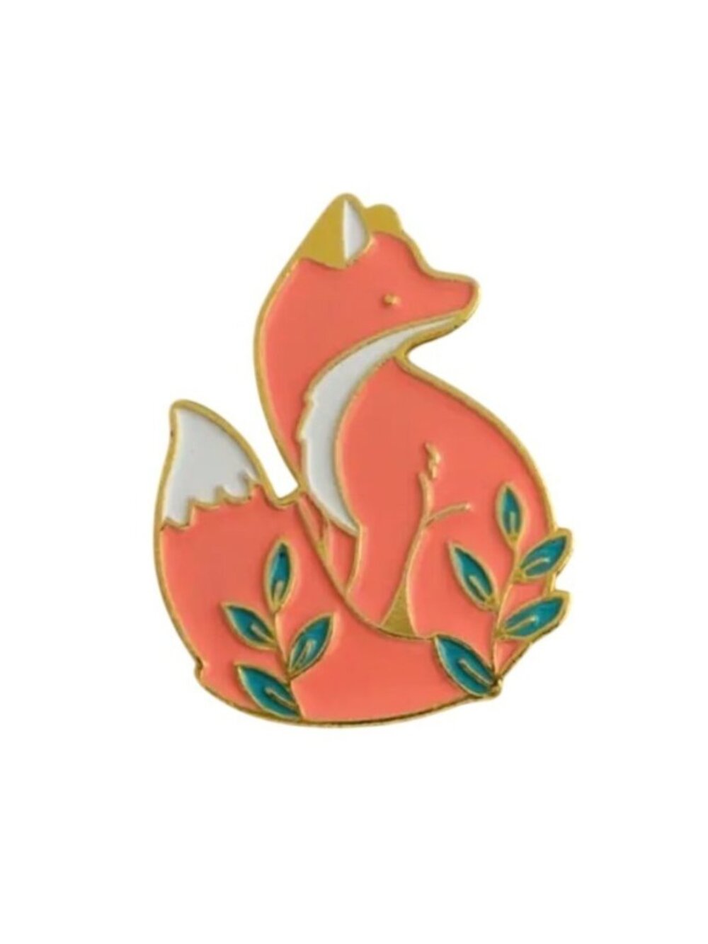 Lapel Pin Metal Enamel Cute Fox Brooch Gold Tone